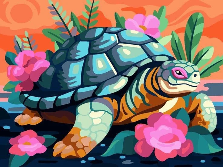 Sunset Tropical Palms Art by Avika Interior