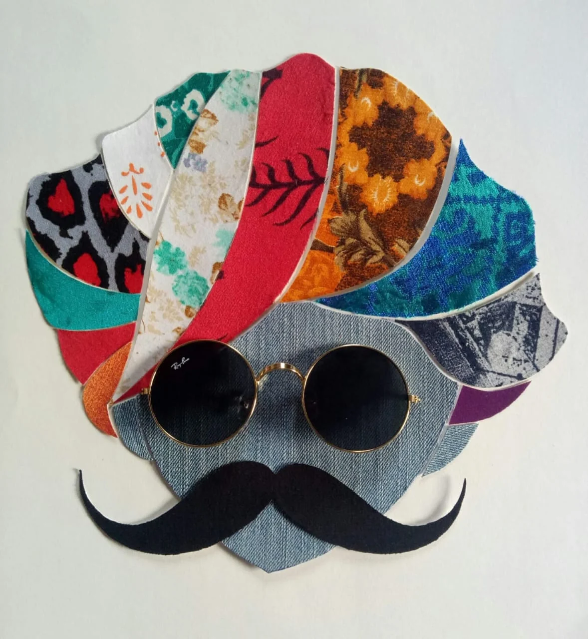 Handcrafted fabric collage Rajasthani turban wall artwork Patna